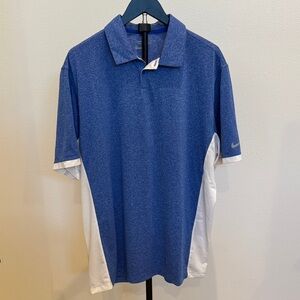 Nike Blue and White Men's Polo Shirt